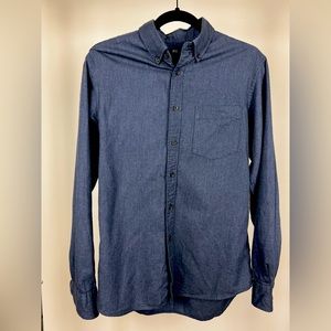 Uniqlo Mens Flannel Cotton Button Down Shirt Size Small Blue